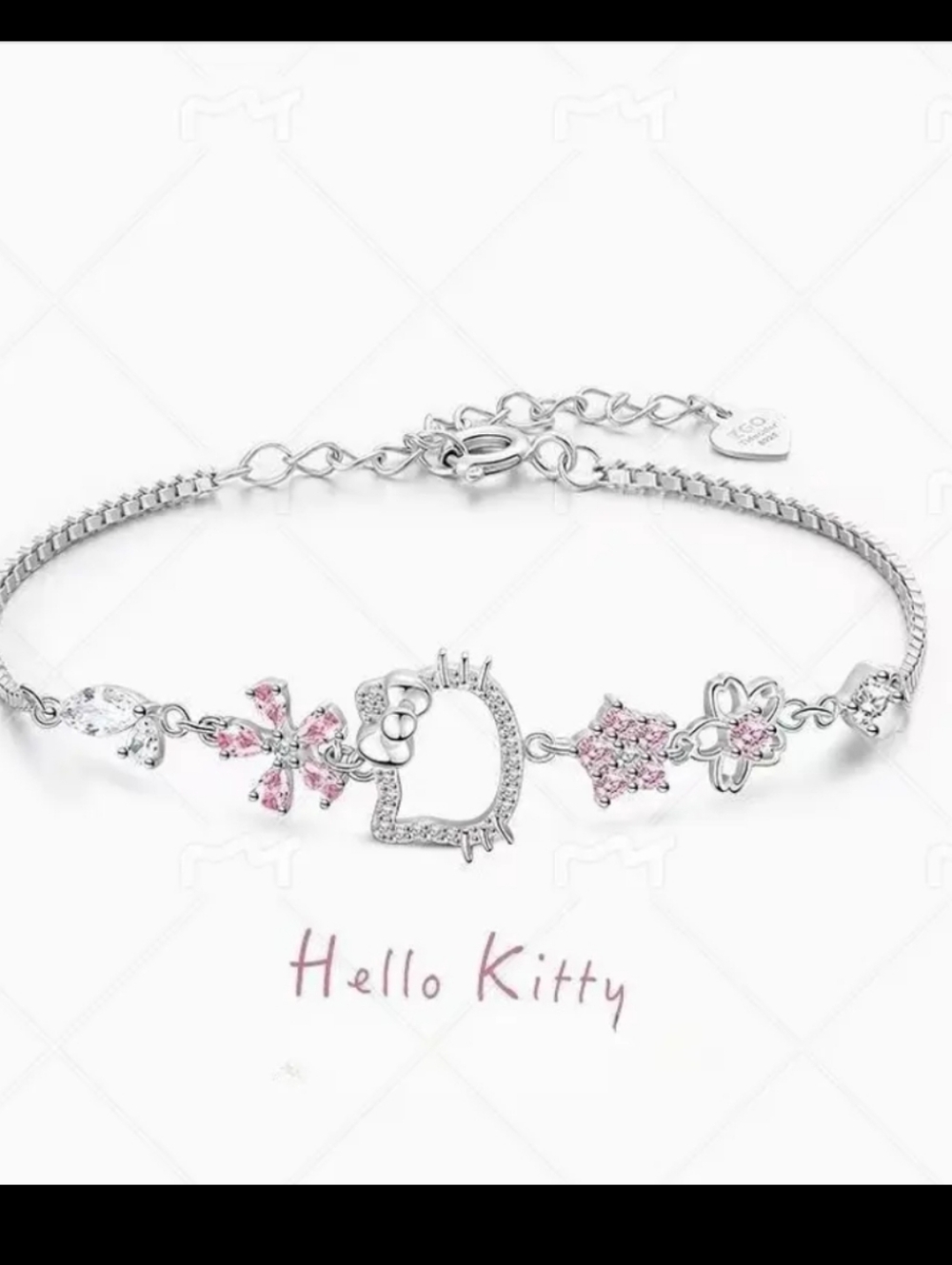 3 For $60 - NEW❣️🌸 Hello Kitty Bracelet - Silver-tone With Pink/White Crystals